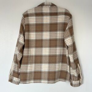 EUC Wax London Whiting Milton Overshirt Plaid Check Natural Beige Size Medium